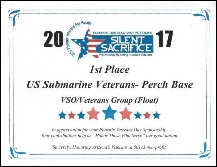 2017 Phoenix Veterans Day 1st Place Award - Veterans Service Organization Floats