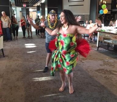 Captain Noreika performing the Hula dance