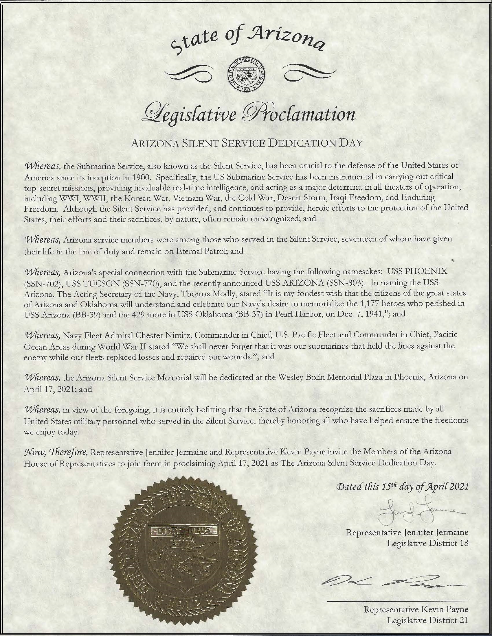 View the ASSM Legislative Proclamation