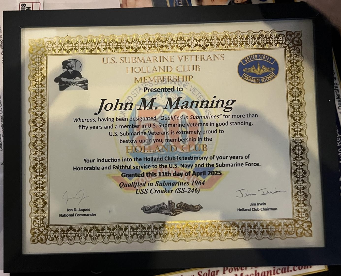 September 2025 John Manning Holland Club Induction Photos