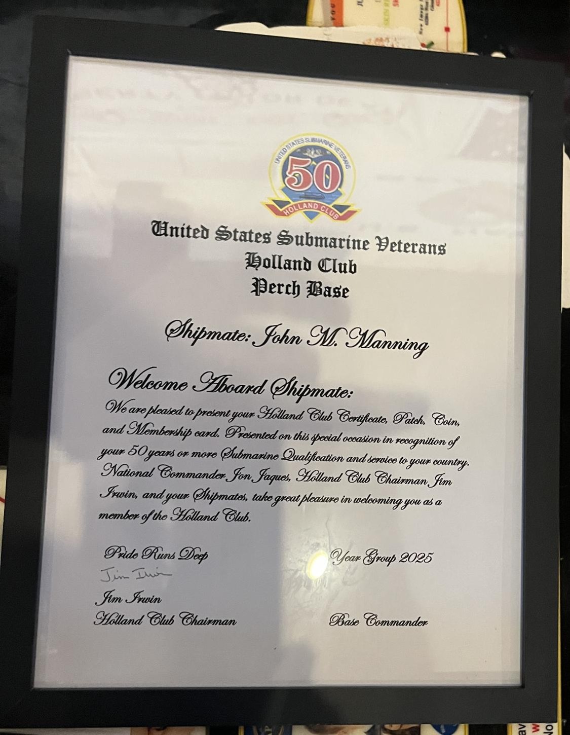 September 2025 John Manning Holland Club Induction Photos