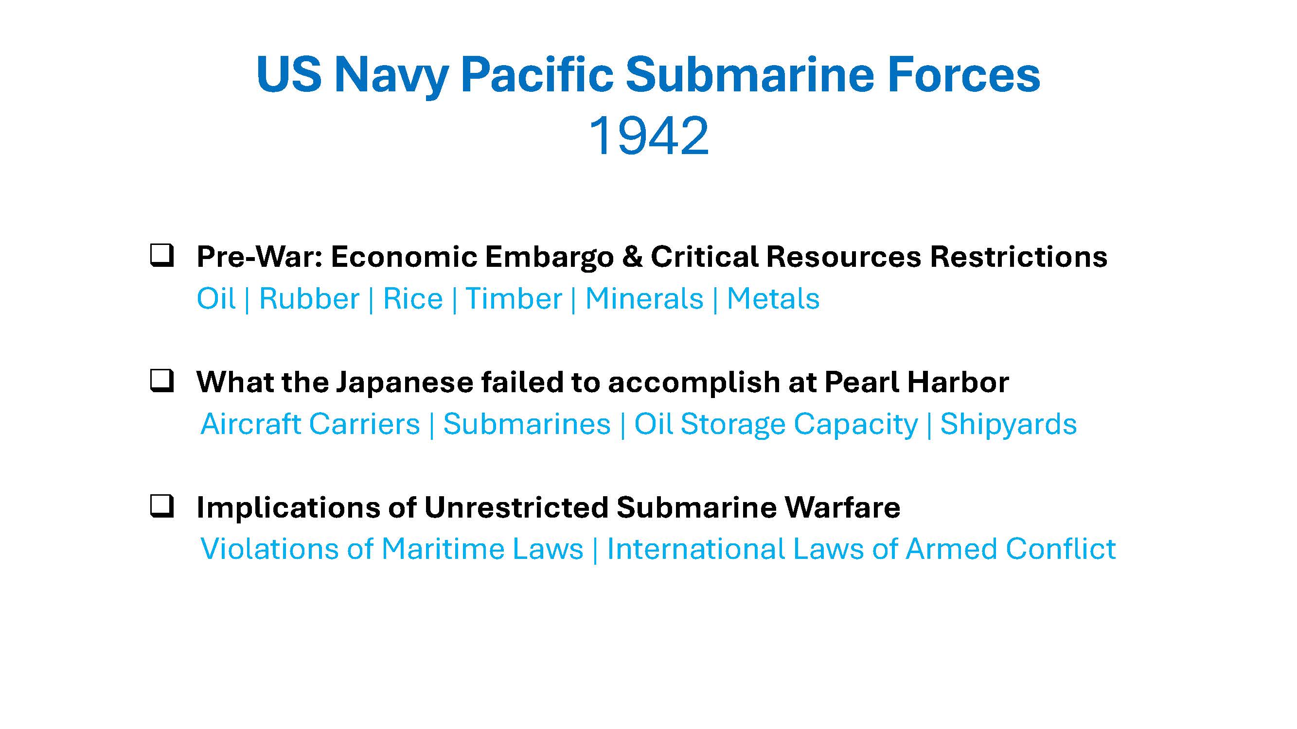 Initial Response Phase 1941 - 1942 (S-Boats & Fleet Boats) slides