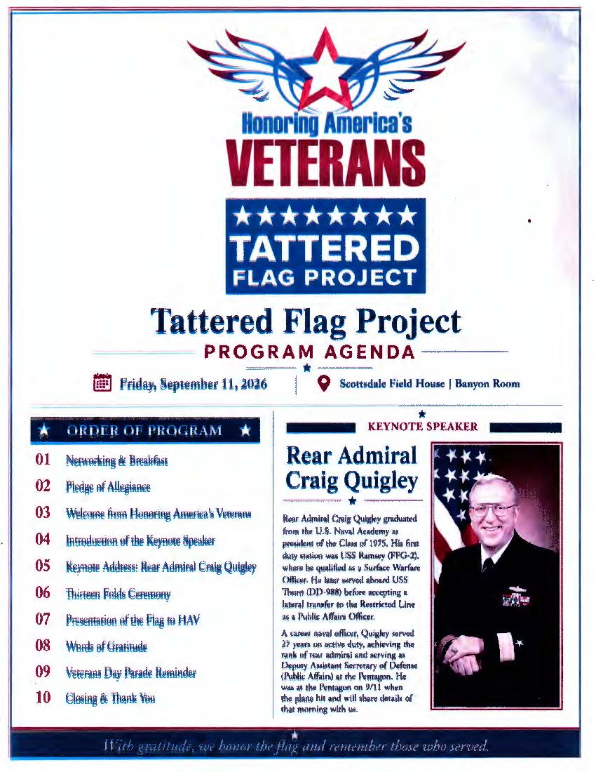 September 2026 Tattered Flag and 09/11/2001 Memorial Ceremony Program