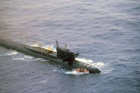 Soviet Yankee-class submarine on the surface.