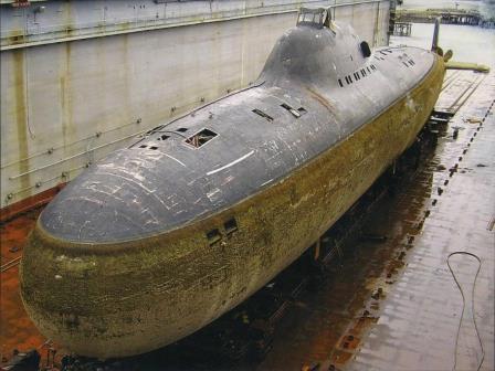 Soviet alfa-class in drydock.